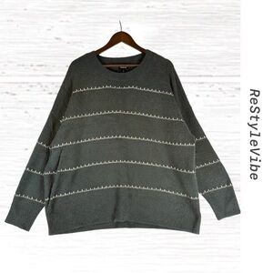 TORRID Women’s Size 3 3X 22-24 Sweater Crewneck Style Striped Soft Gray Gold